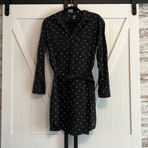 Charcoal grey polka dot shirt dress - size 14